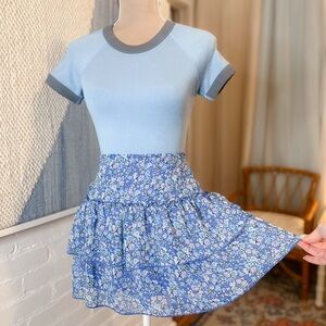 Wild Fable Blue Floral Ruffle Tiered Skirt